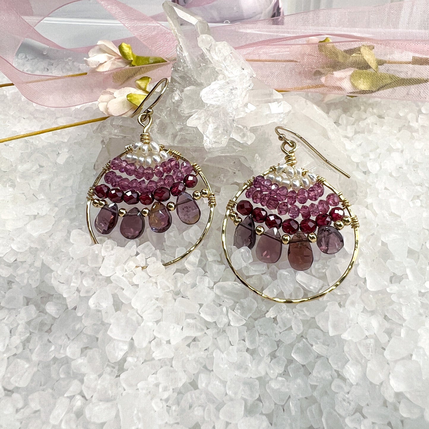 Garnet & Spinel gemstone hoops