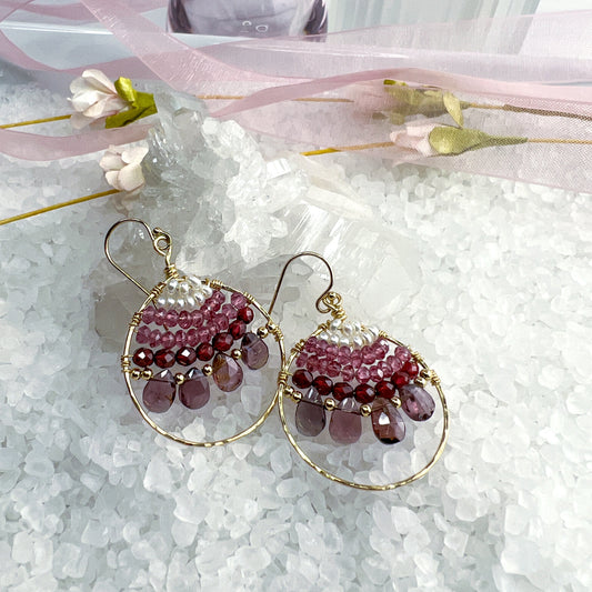 Garnet & Spinel gemstone hoops