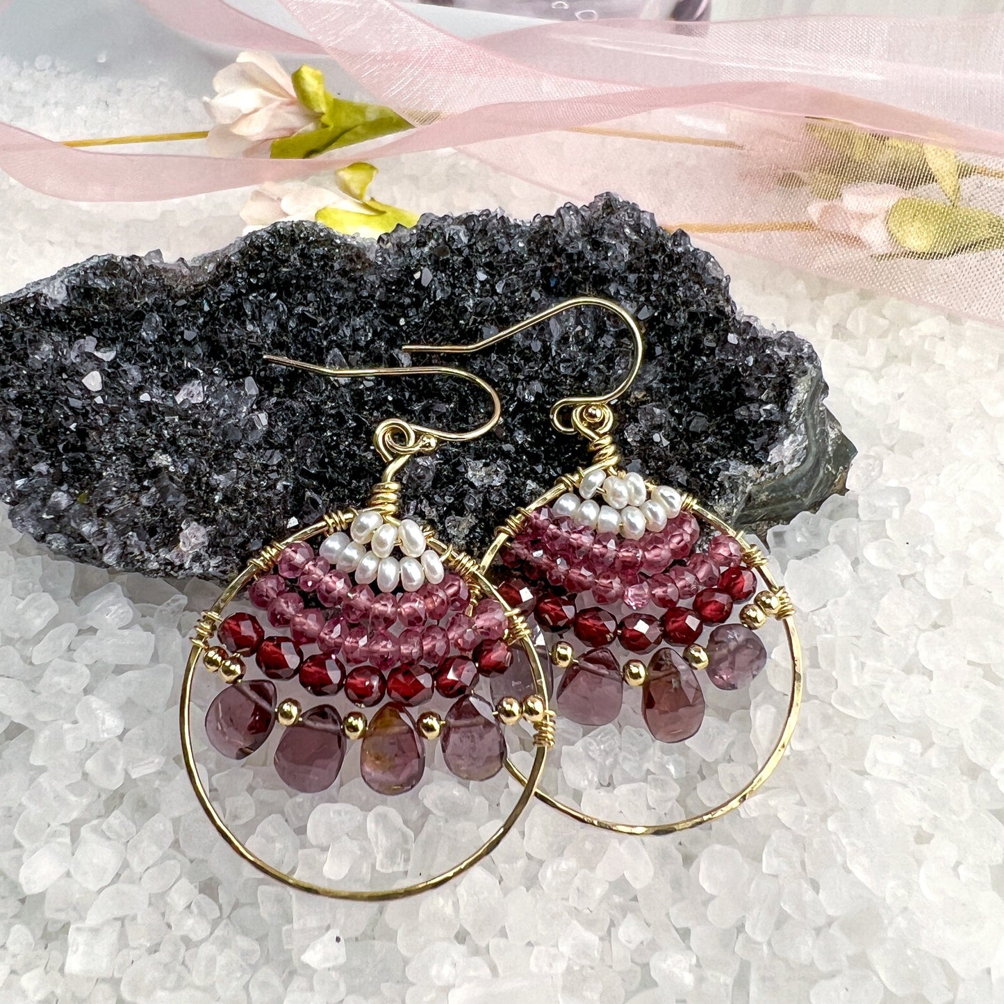 Garnet & Spinel gemstone hoops