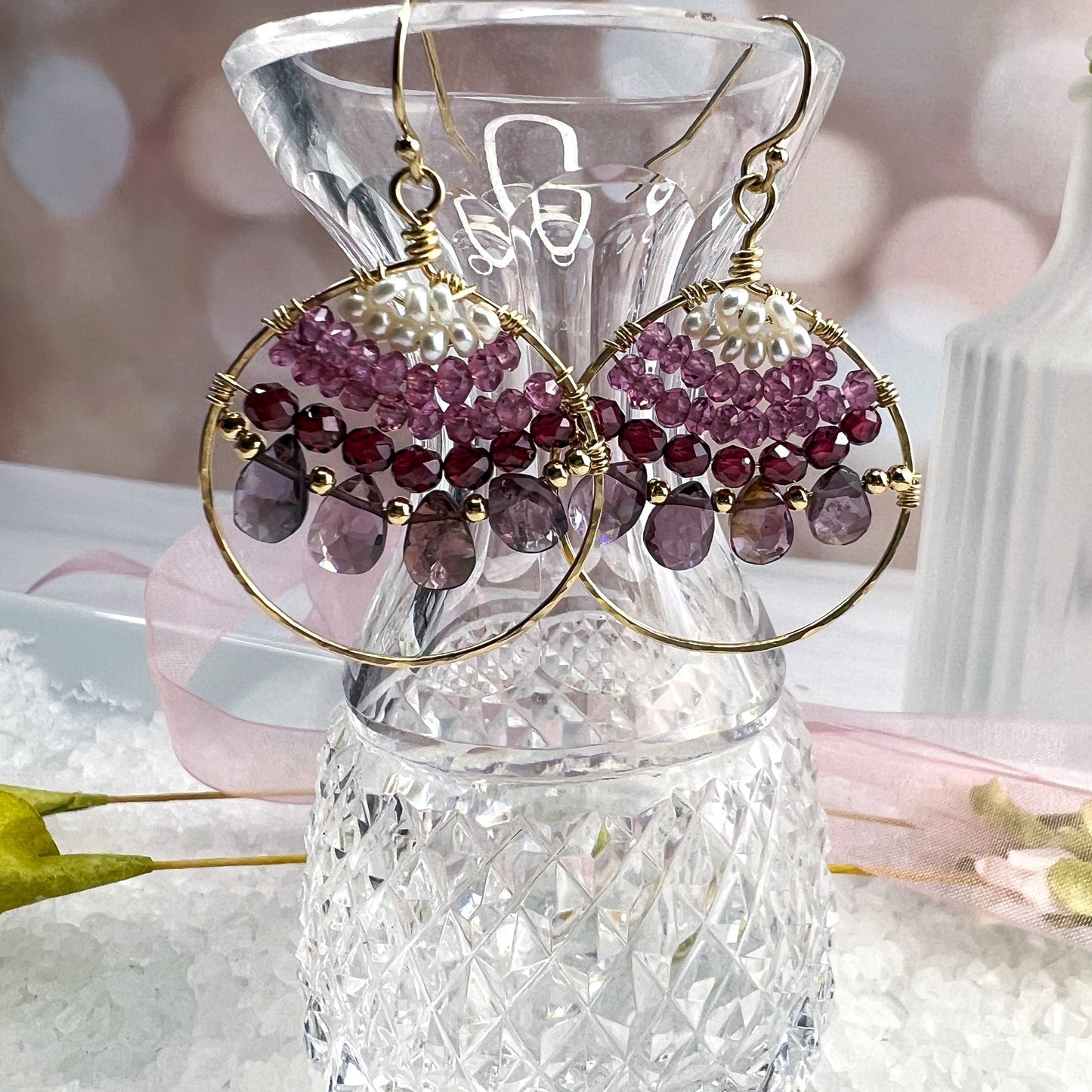 Garnet & Spinel gemstone hoops