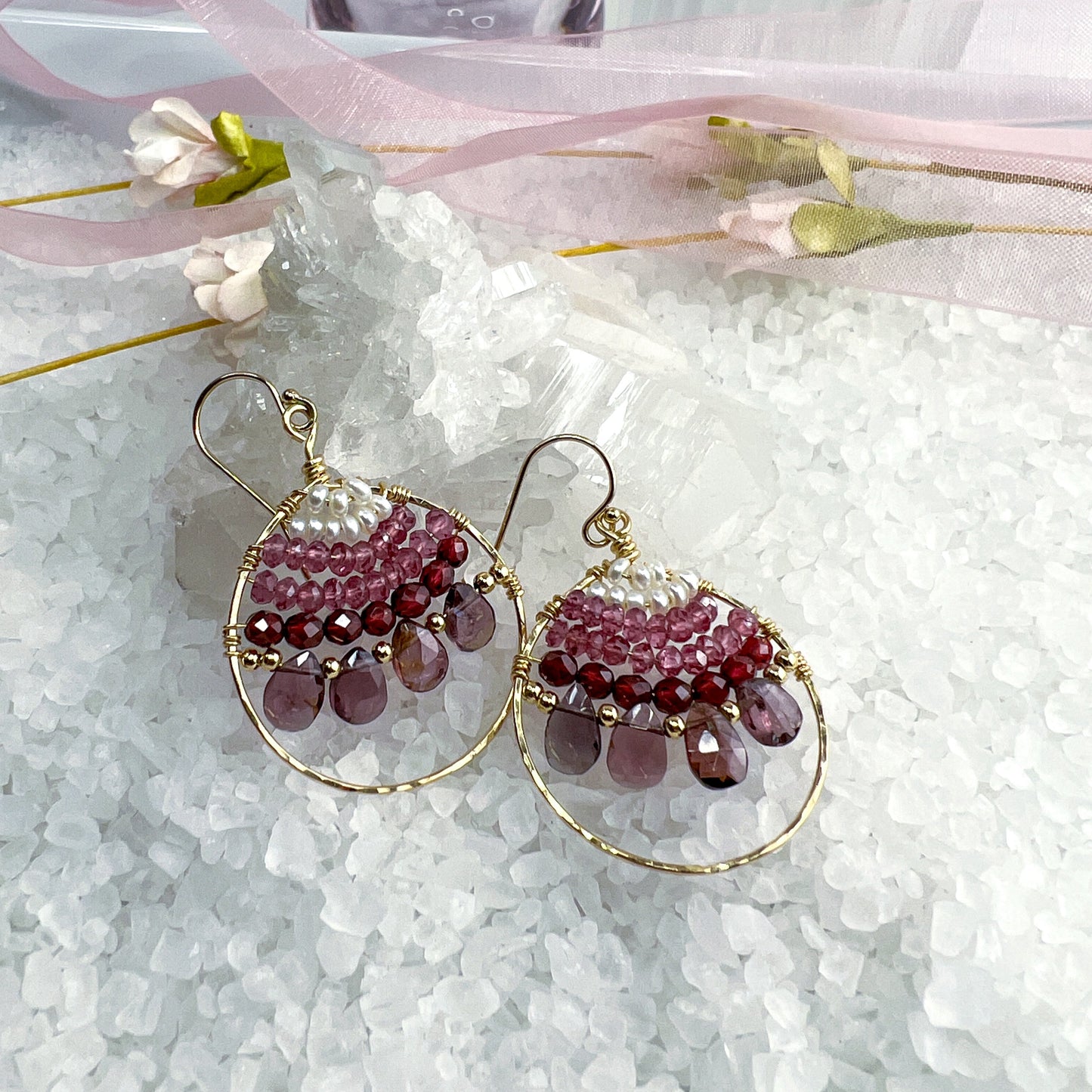 Garnet & Spinel gemstone hoops