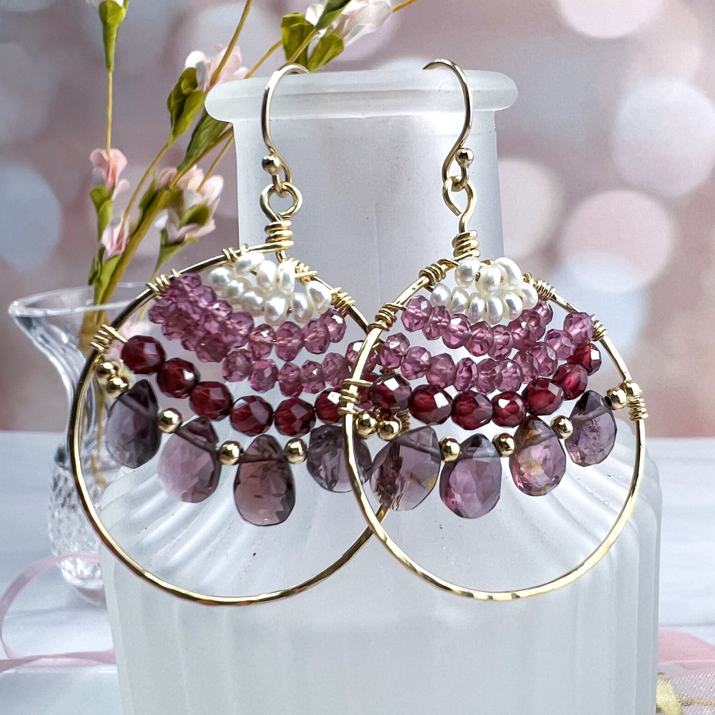 Garnet & Spinel gemstone hoops