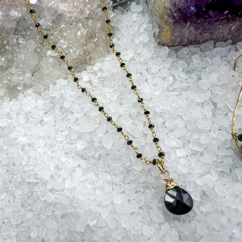 Black Spinel Rosary Necklace