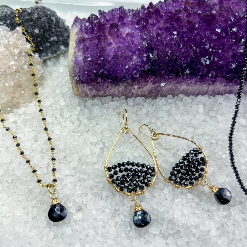 Black Spinel Rosary Necklace