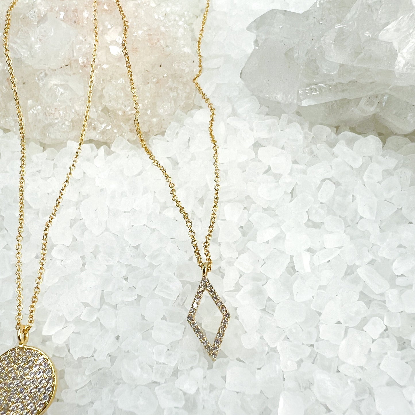 Circle and Diamond Pave Necklaces