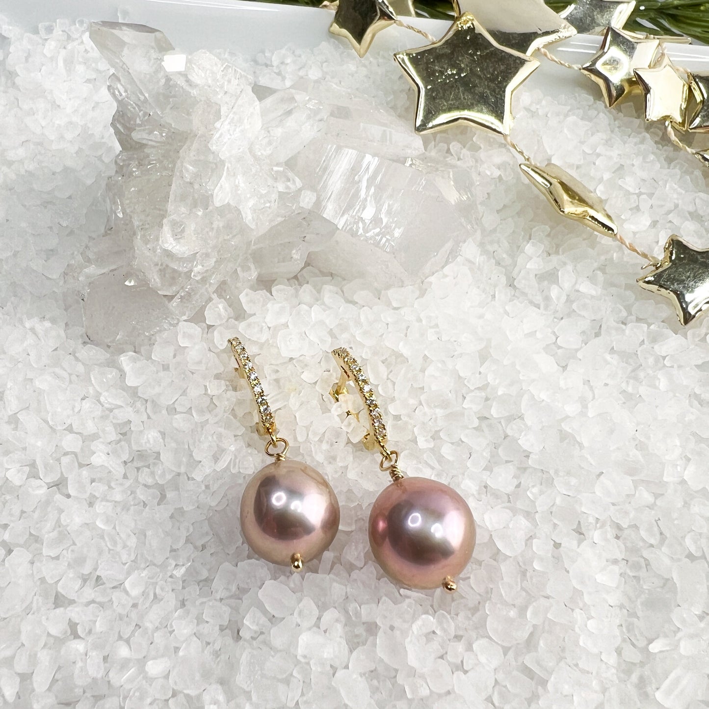 Edison Pearl CZ Hoops