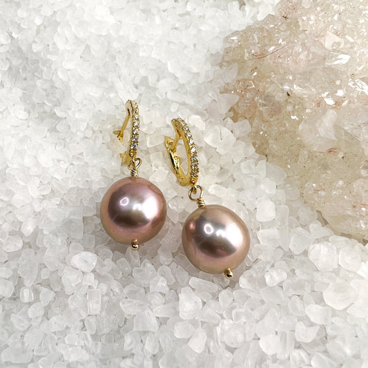 Edison Pearl CZ Hoops