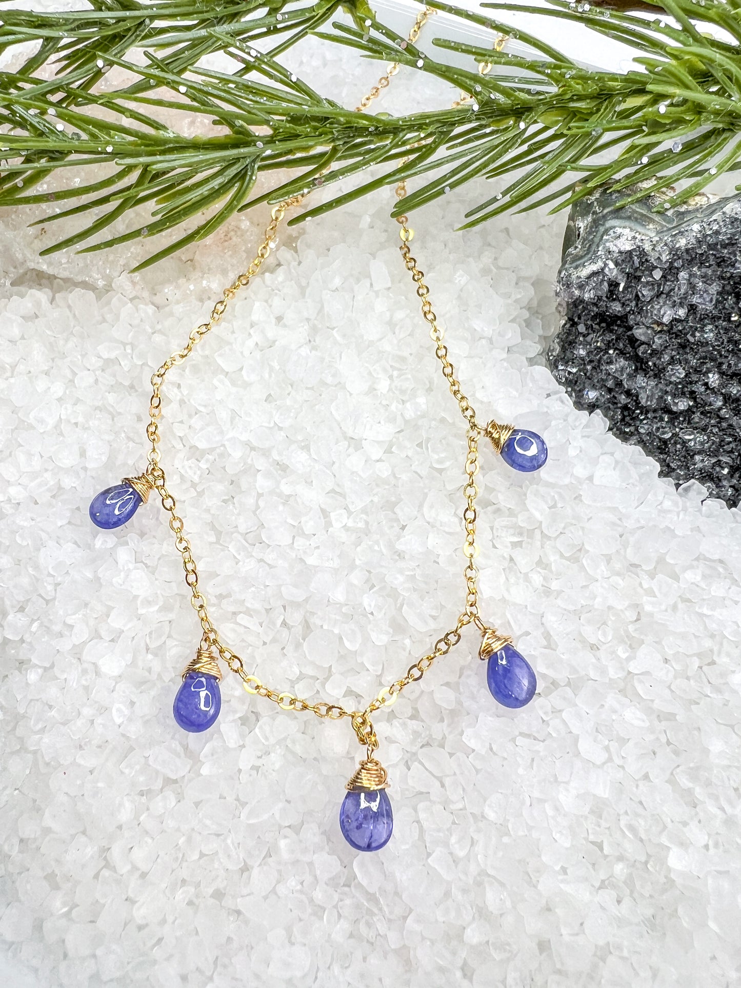 Gemstone Briolette Dangle Necklace