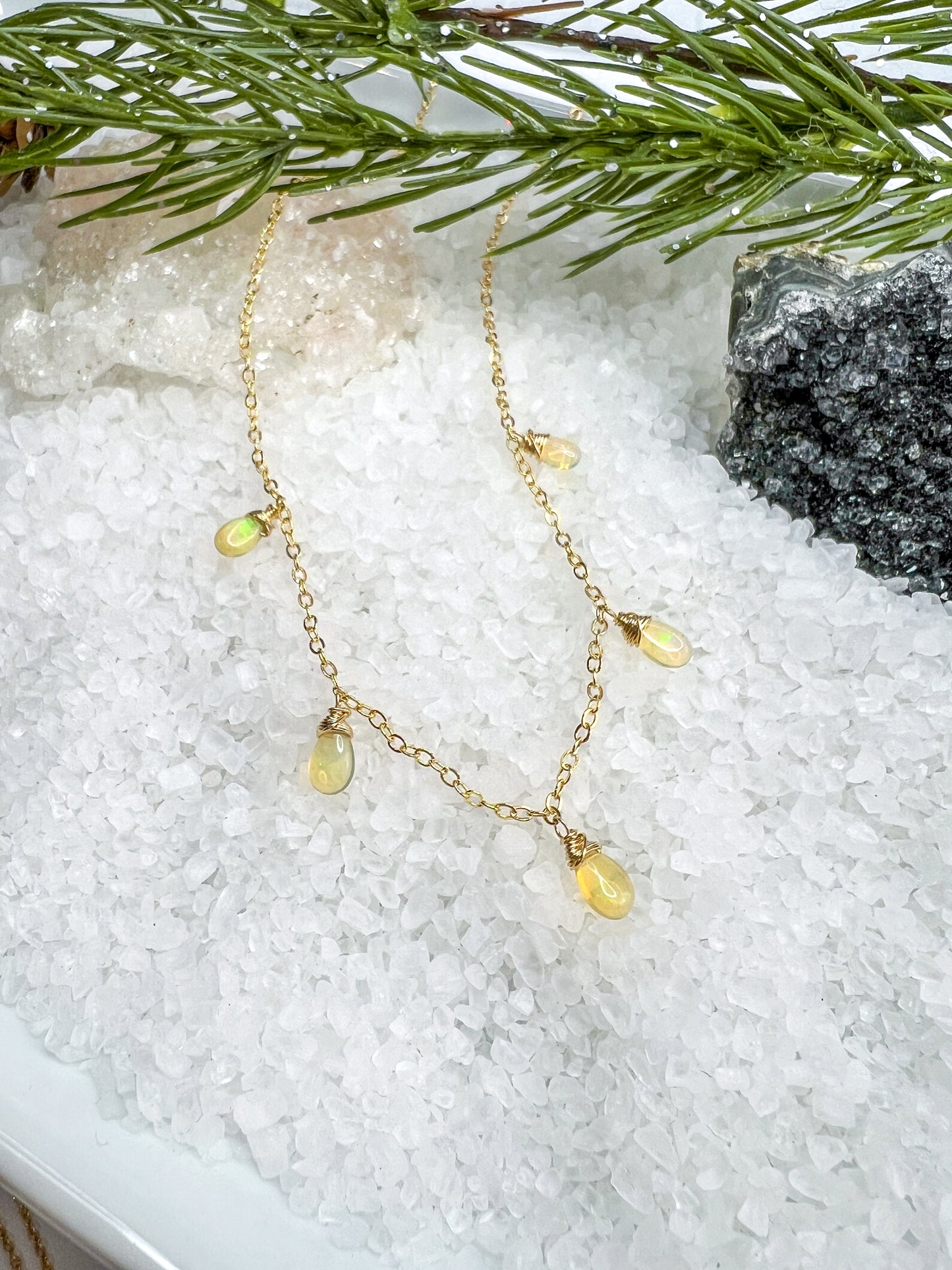 Gemstone Briolette Dangle Necklace
