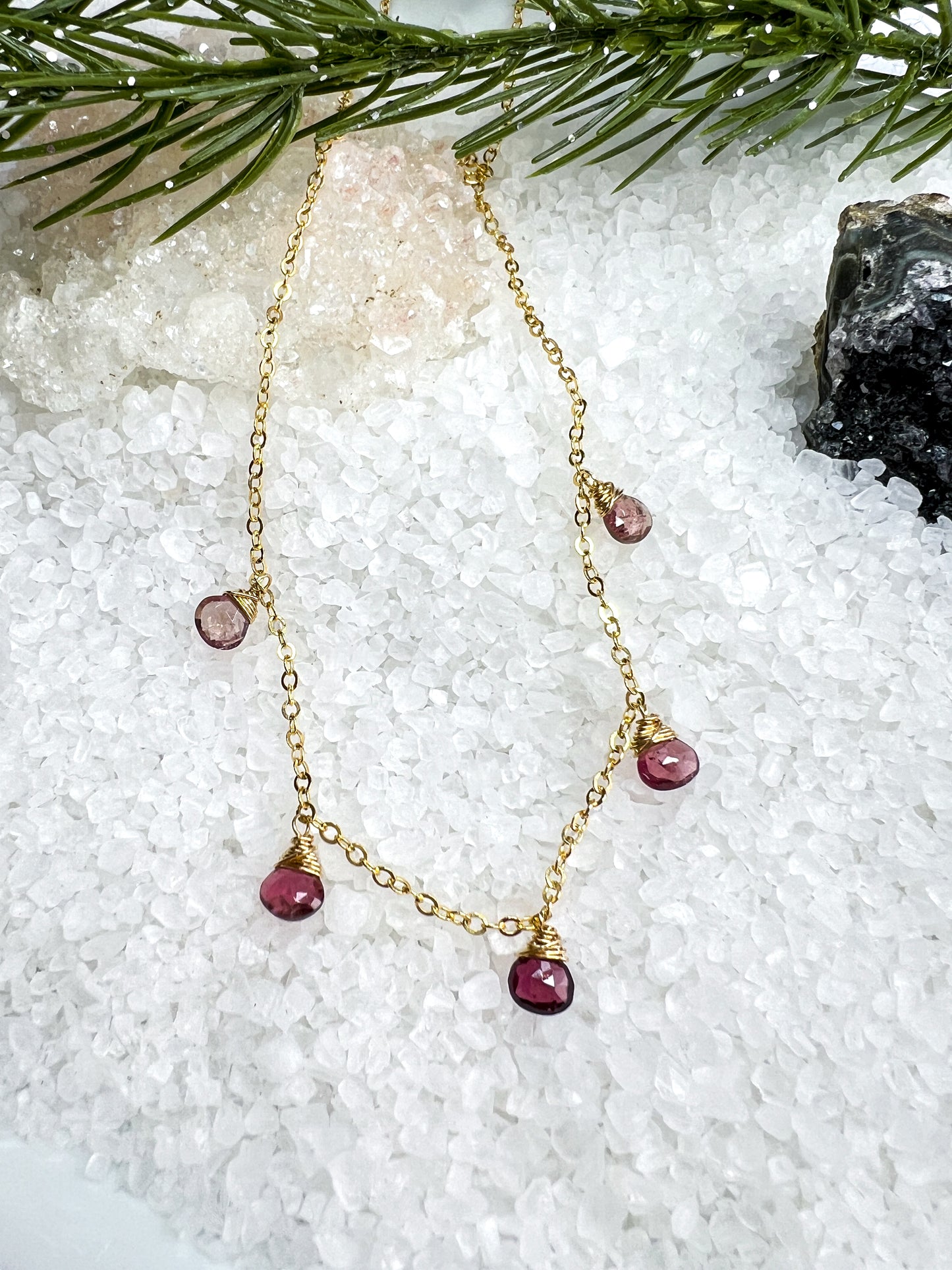 Gemstone Briolette Dangle Necklace