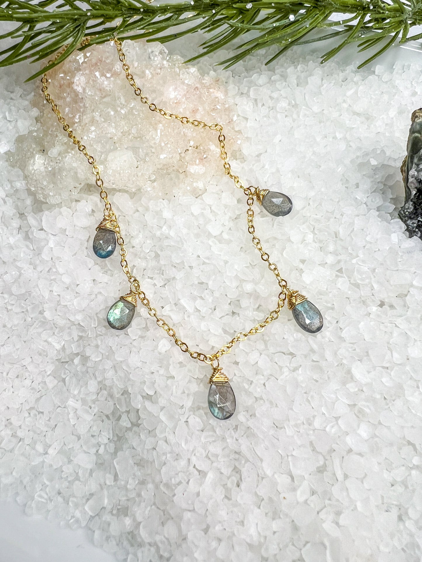 Gemstone Briolette Dangle Necklace