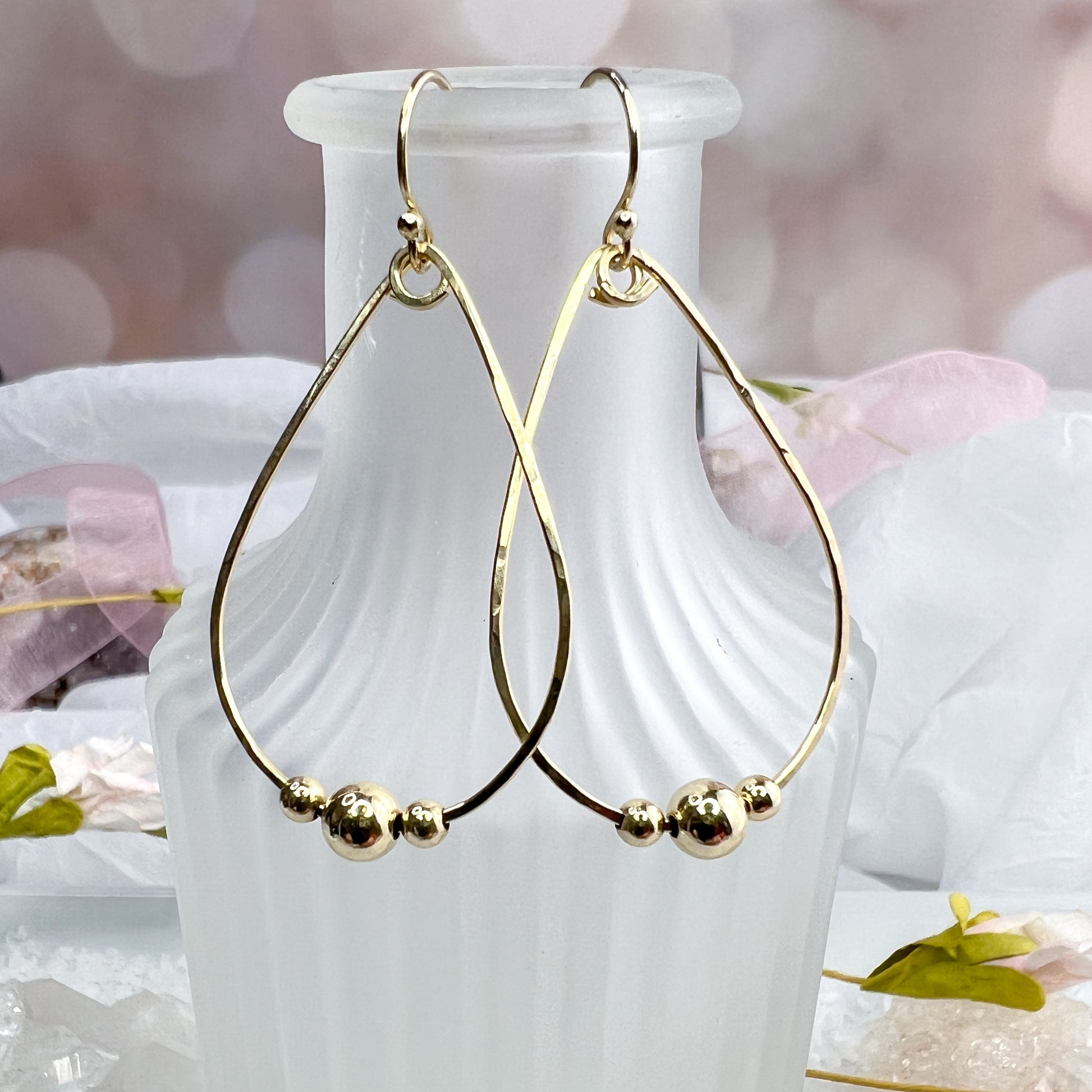 Beaded Gold-Filled Hoops