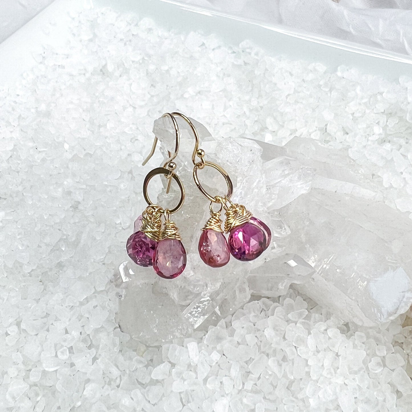 Rubellite Tourmaline & Pink Topaz Earrings