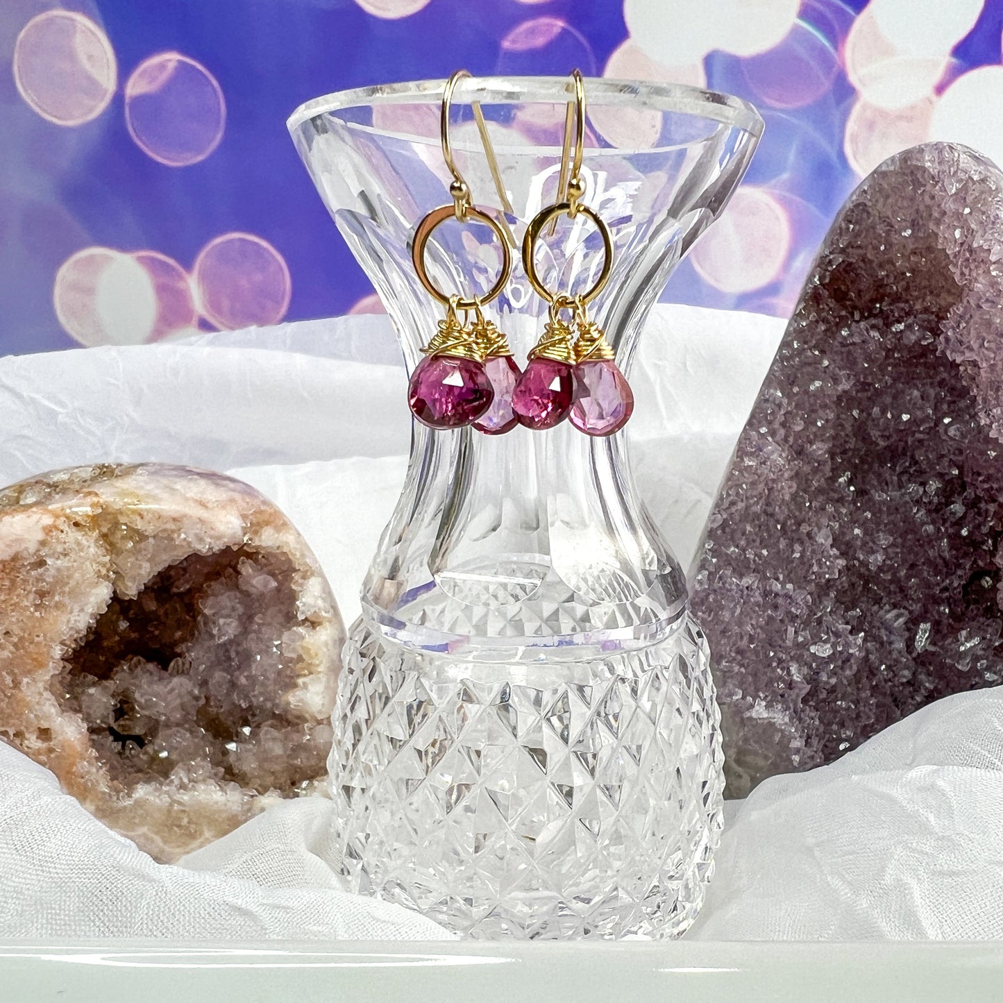 Rubellite Tourmaline & Pink Topaz Earrings