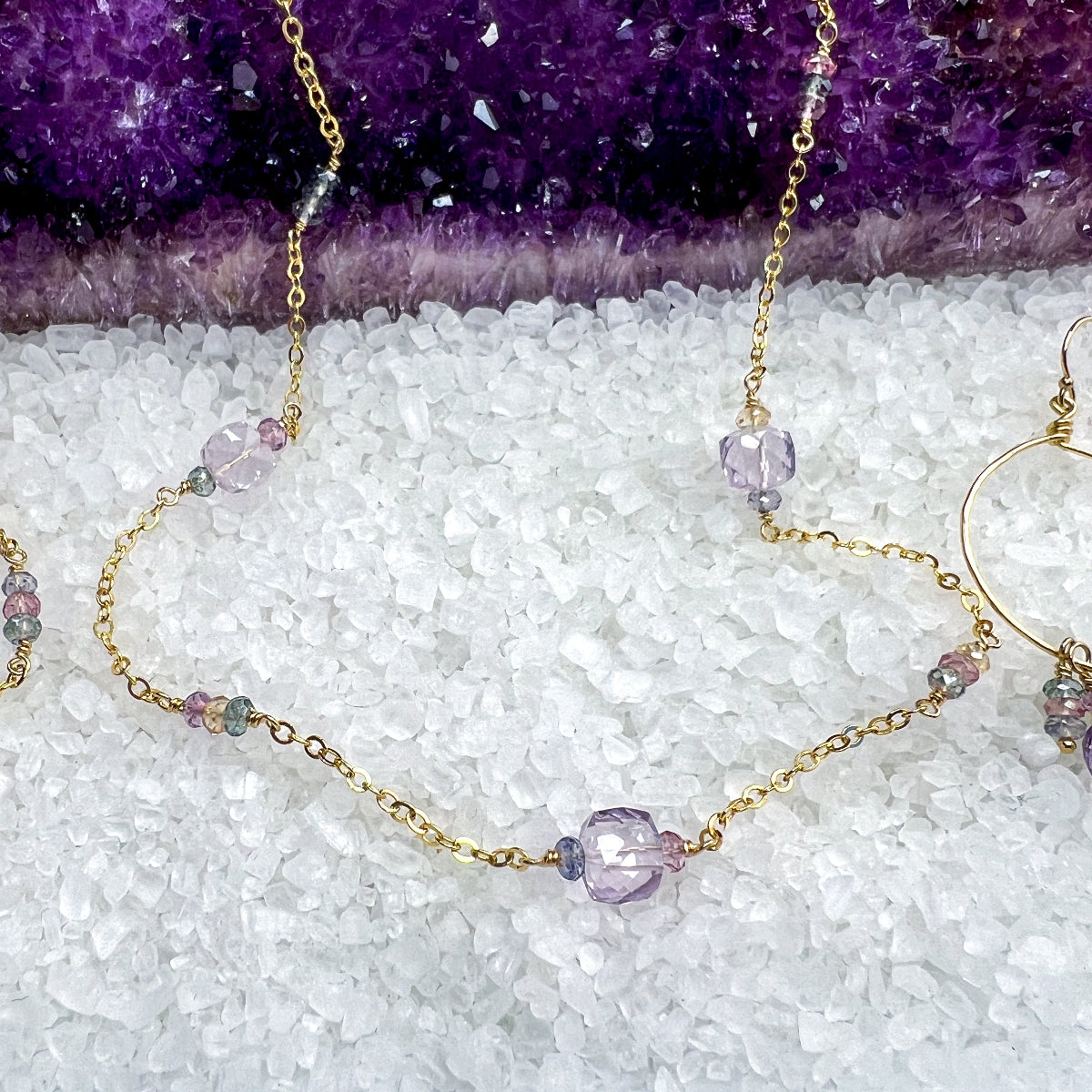 Pink Amethyst & Zircon necklace