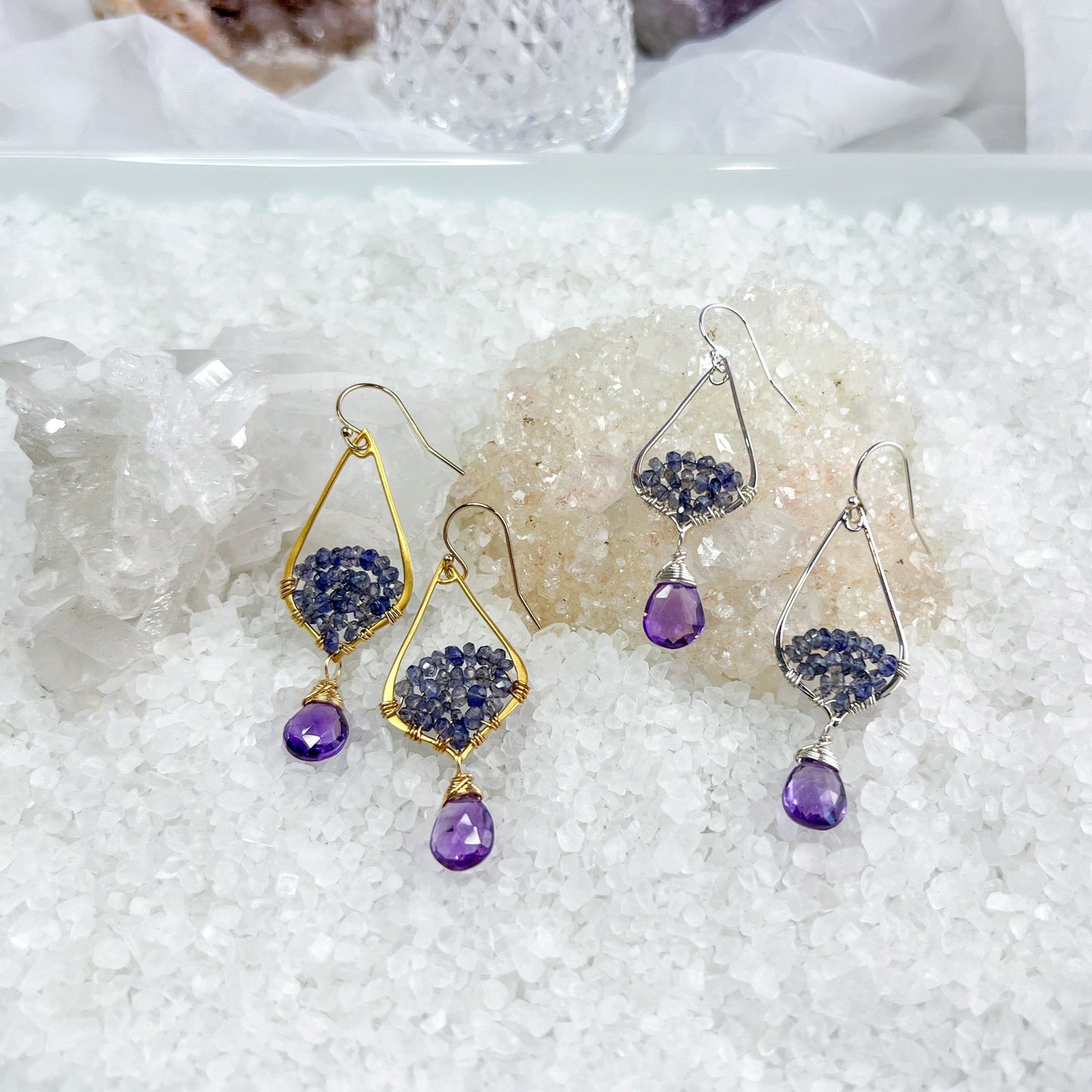 Iolite & Amethyst Earrings