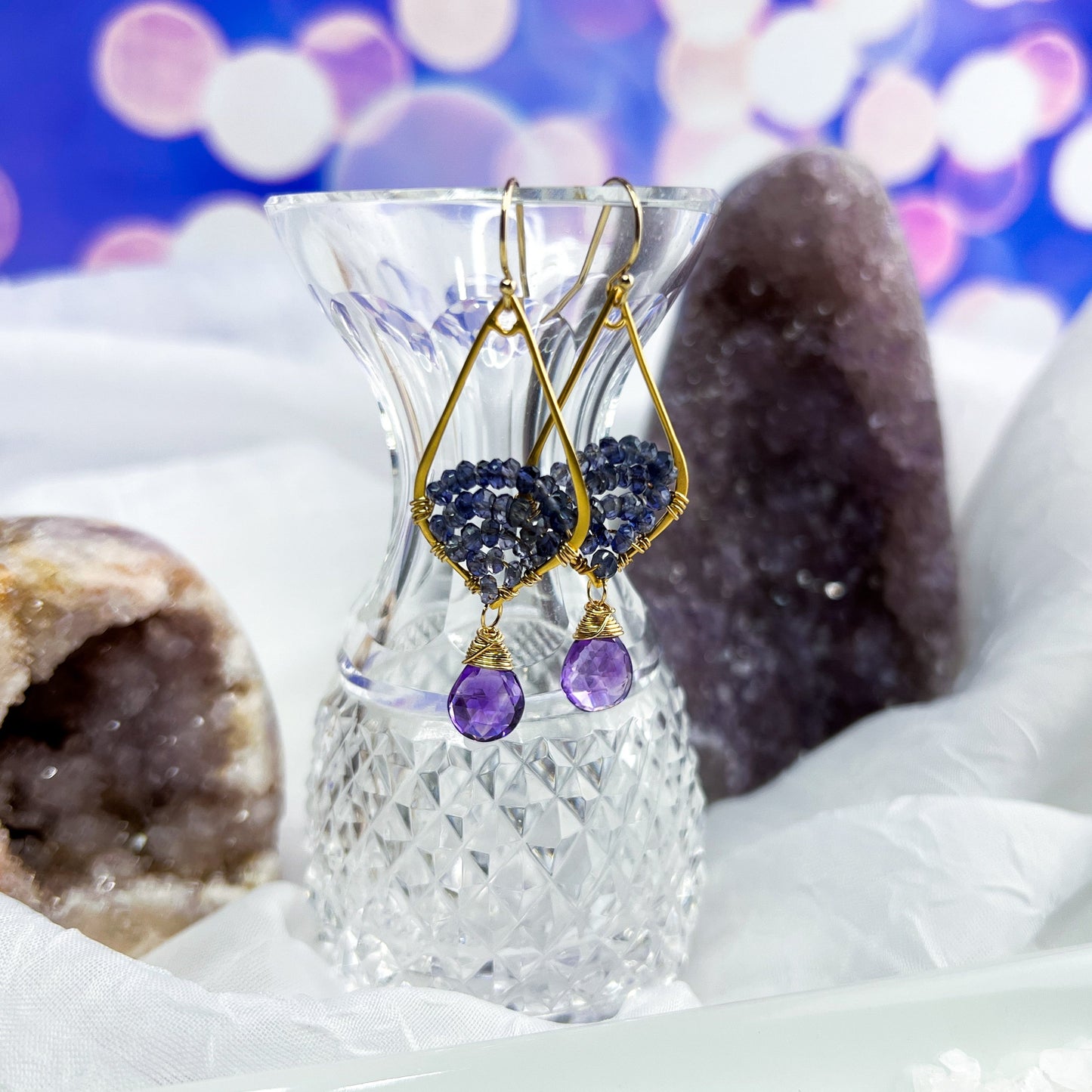 Iolite & Amethyst Earrings