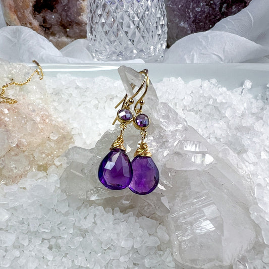 Amethyst & CZ Earrings