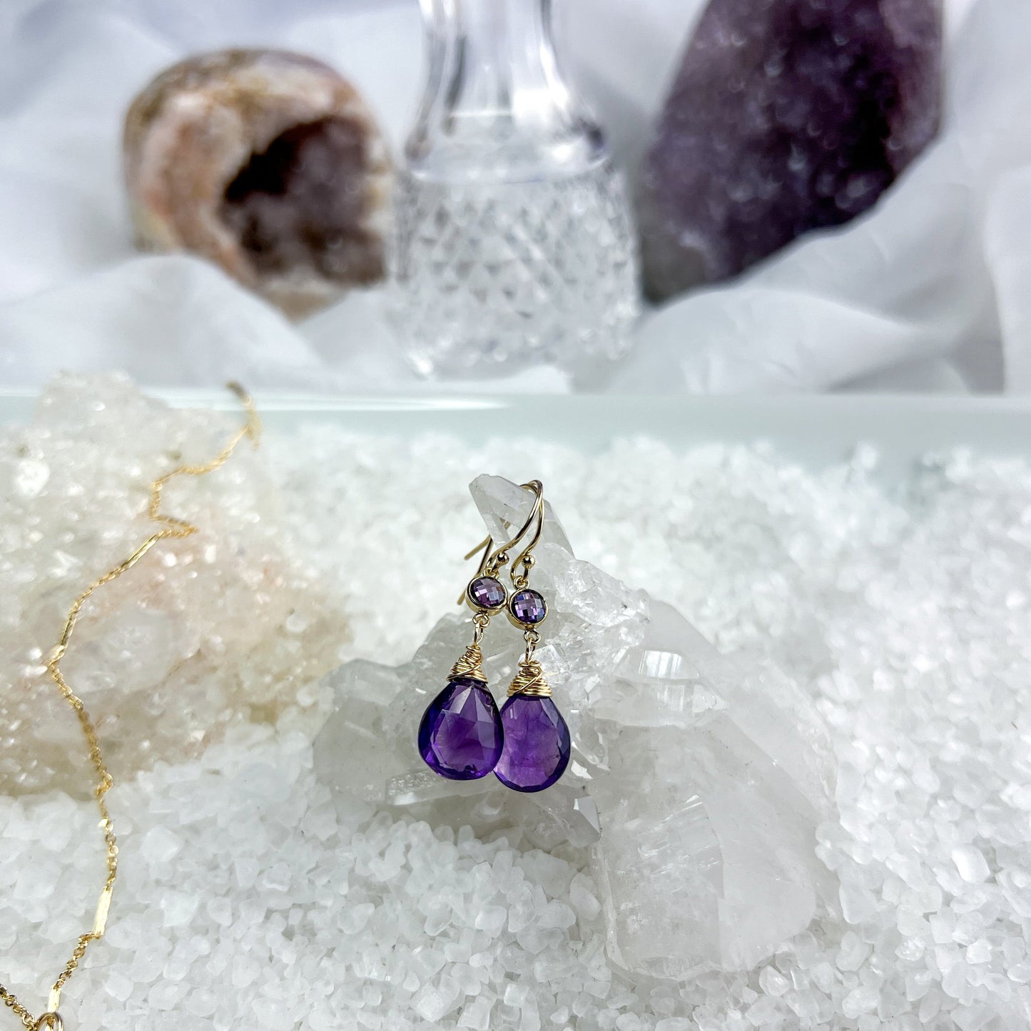 Amethyst & CZ Earrings
