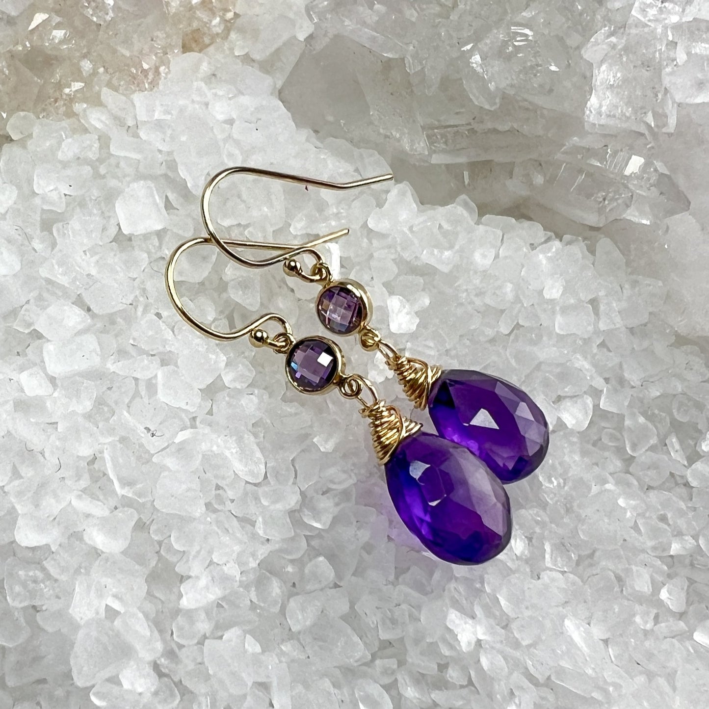 Amethyst & CZ Earrings
