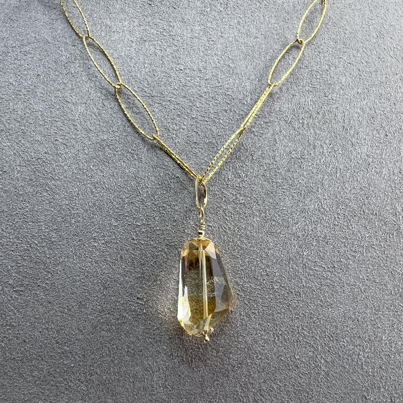Abstract faceted Citrine necklace