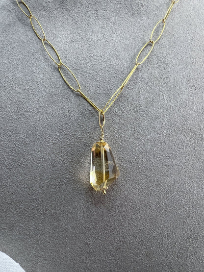 Abstract faceted Citrine necklace