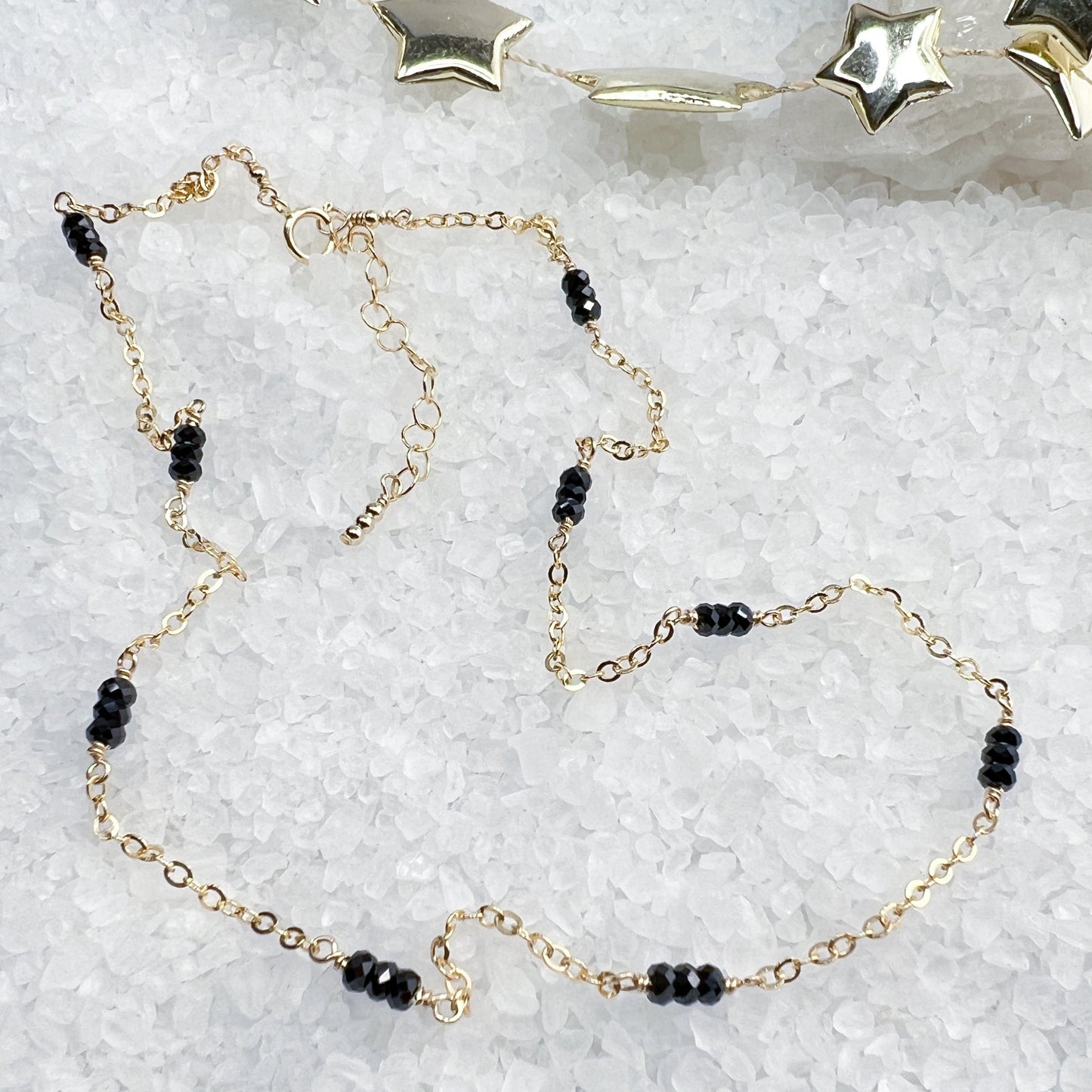 Black Spinel Station Necklace