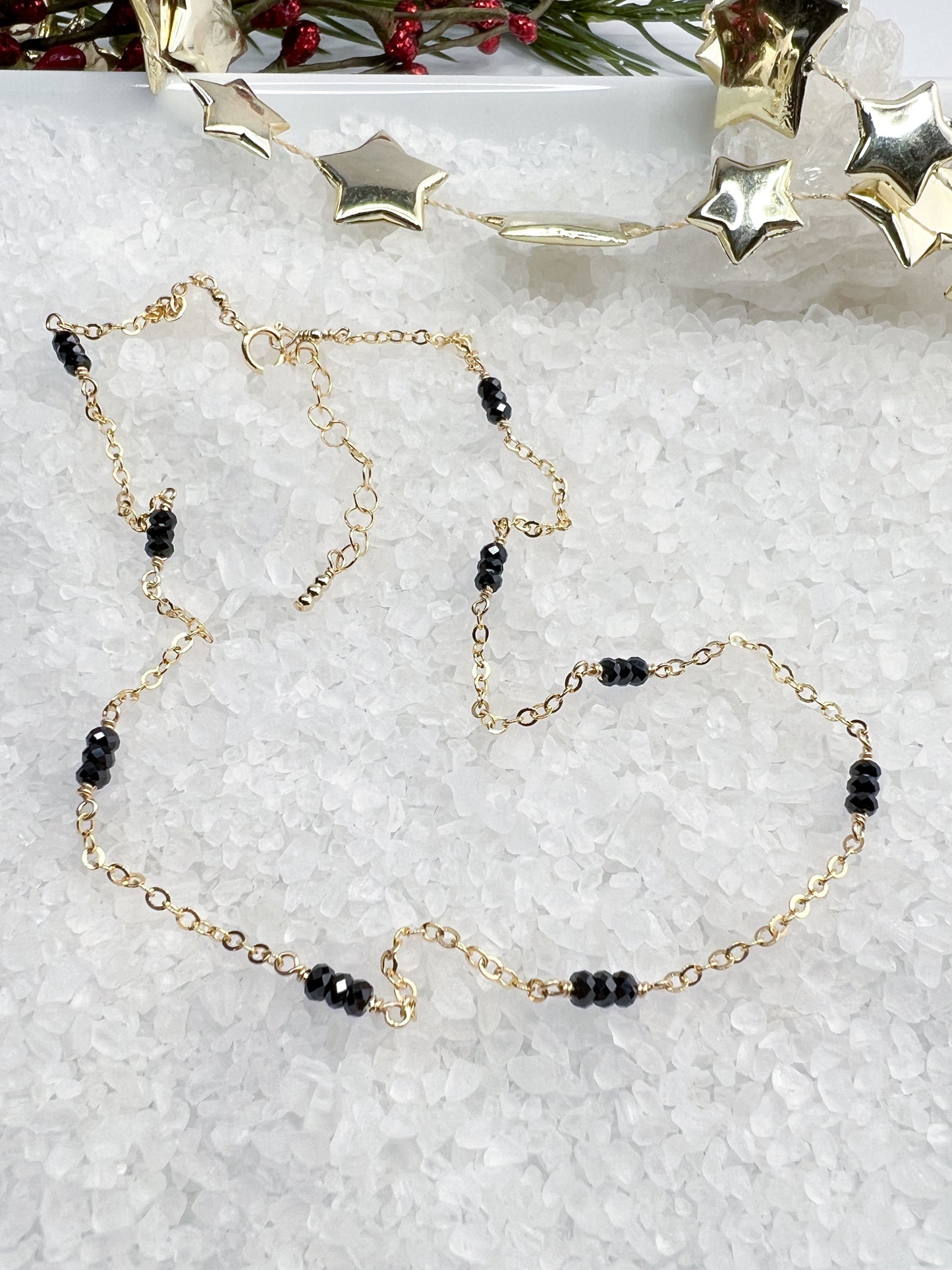 Black Spinel Station Necklace