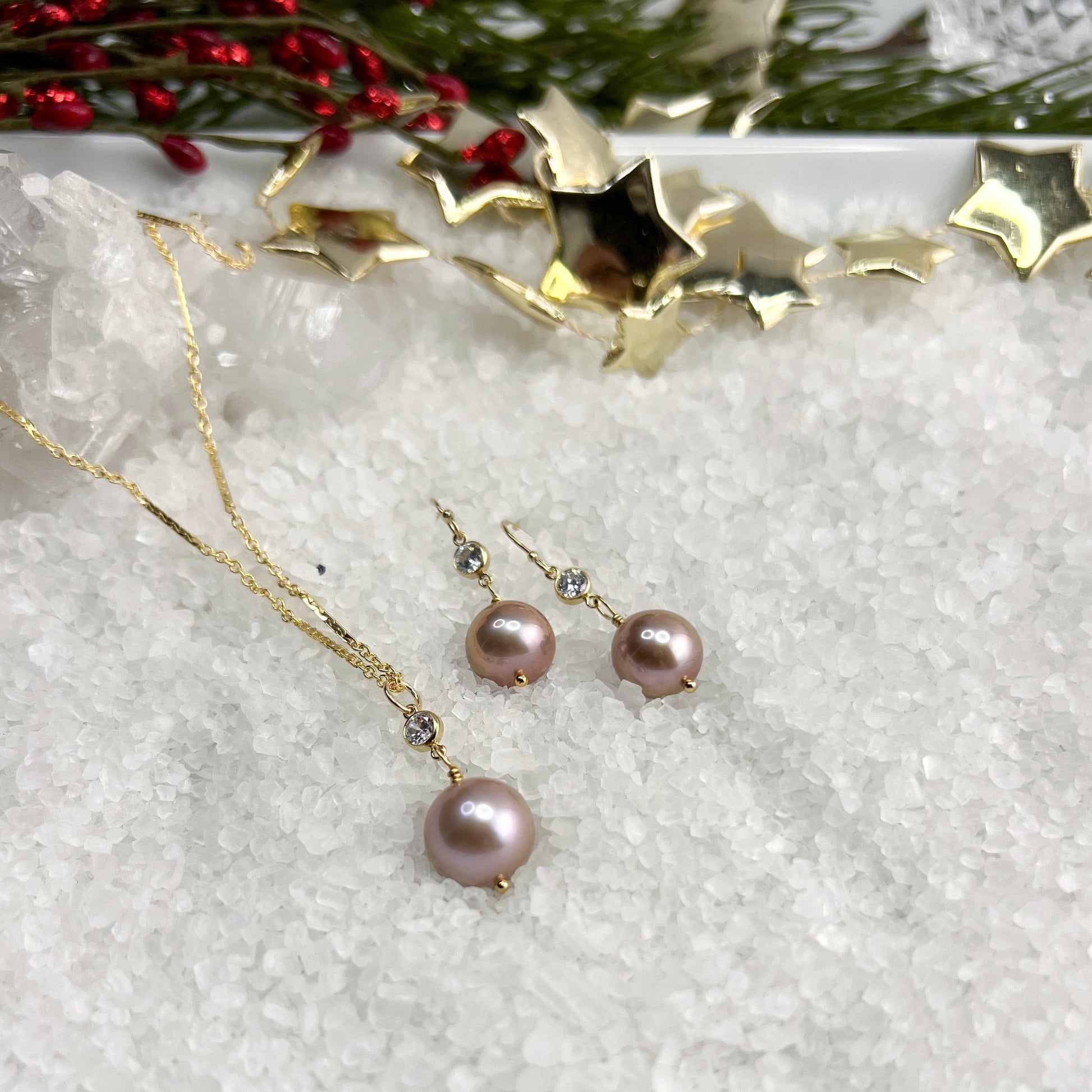 Edison Pearl & CZ earrings
