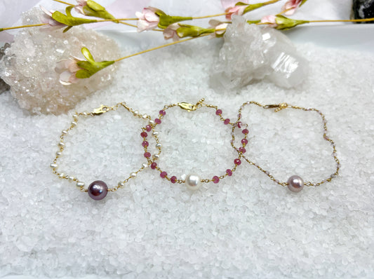 Pearl & gemstone bracelets