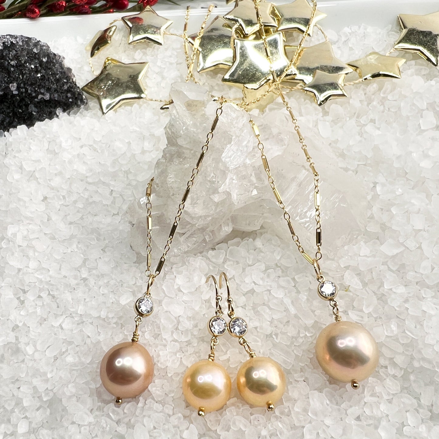 Edison Pearl & CZ necklace