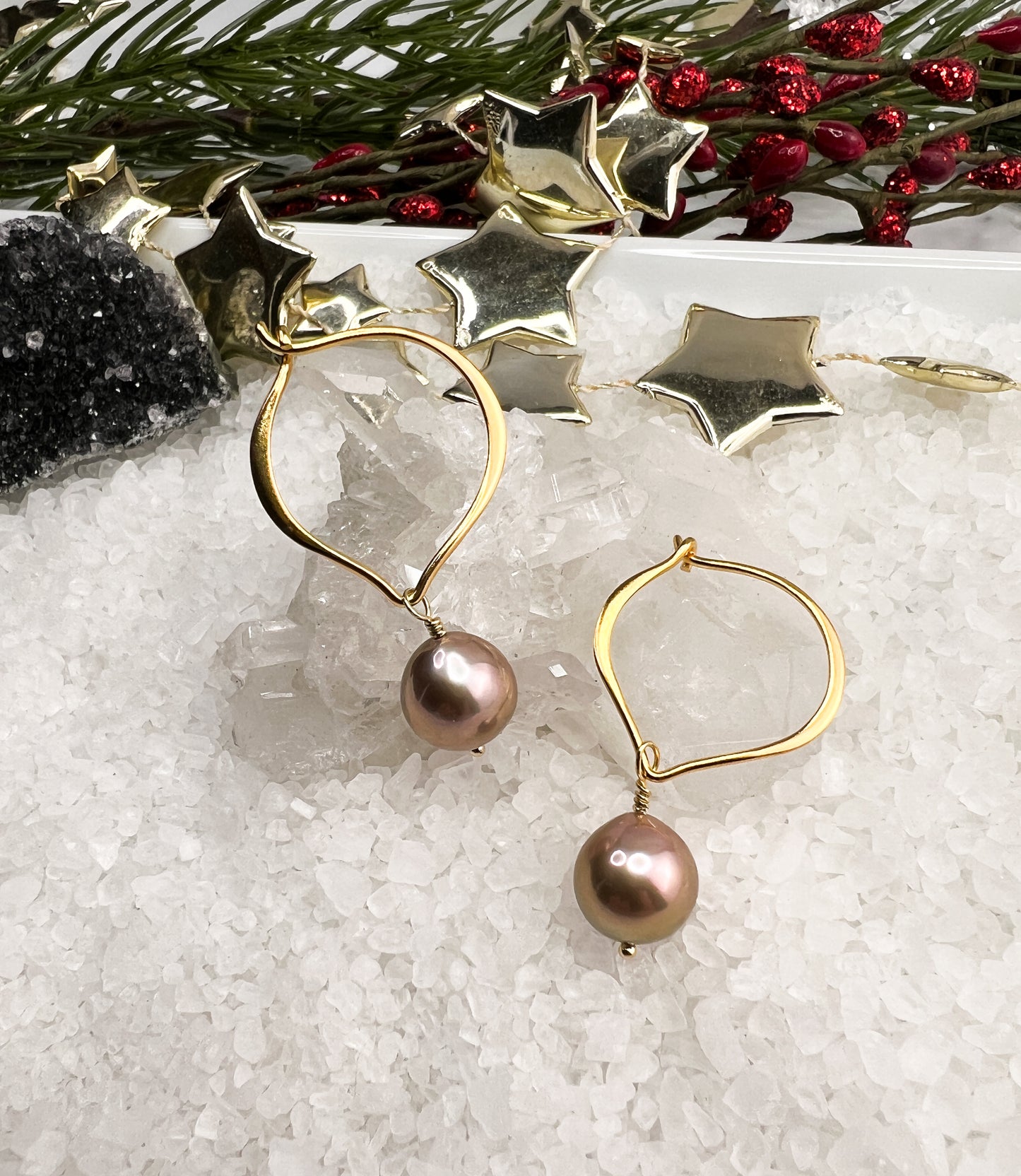 Edison Pearl Vermeil Hoop Earrings