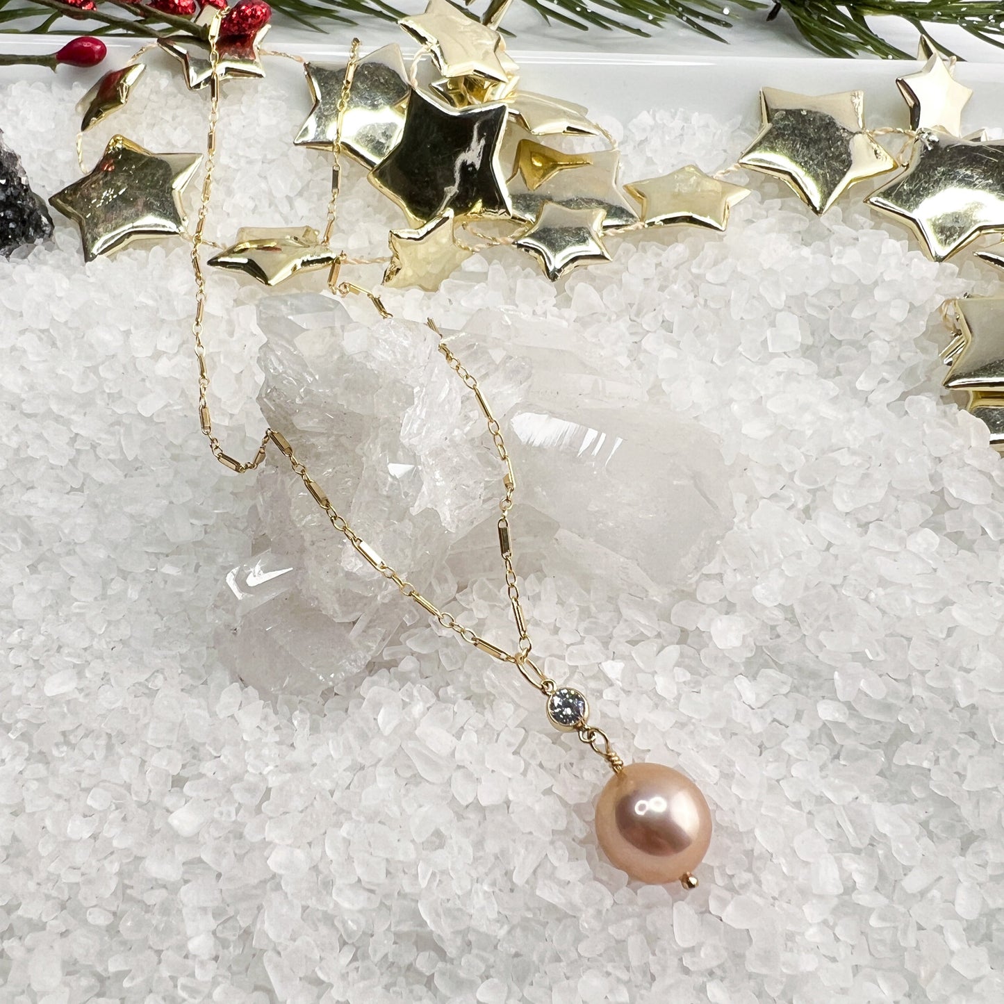 Edison Pearl & CZ necklace