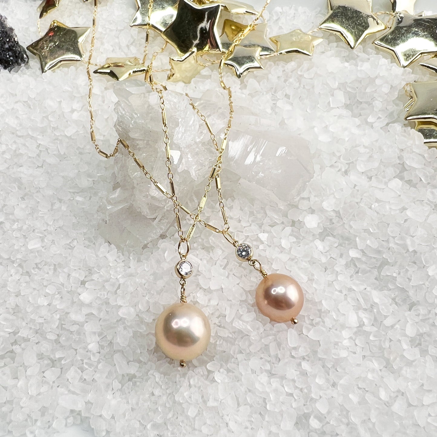Edison Pearl & CZ necklace