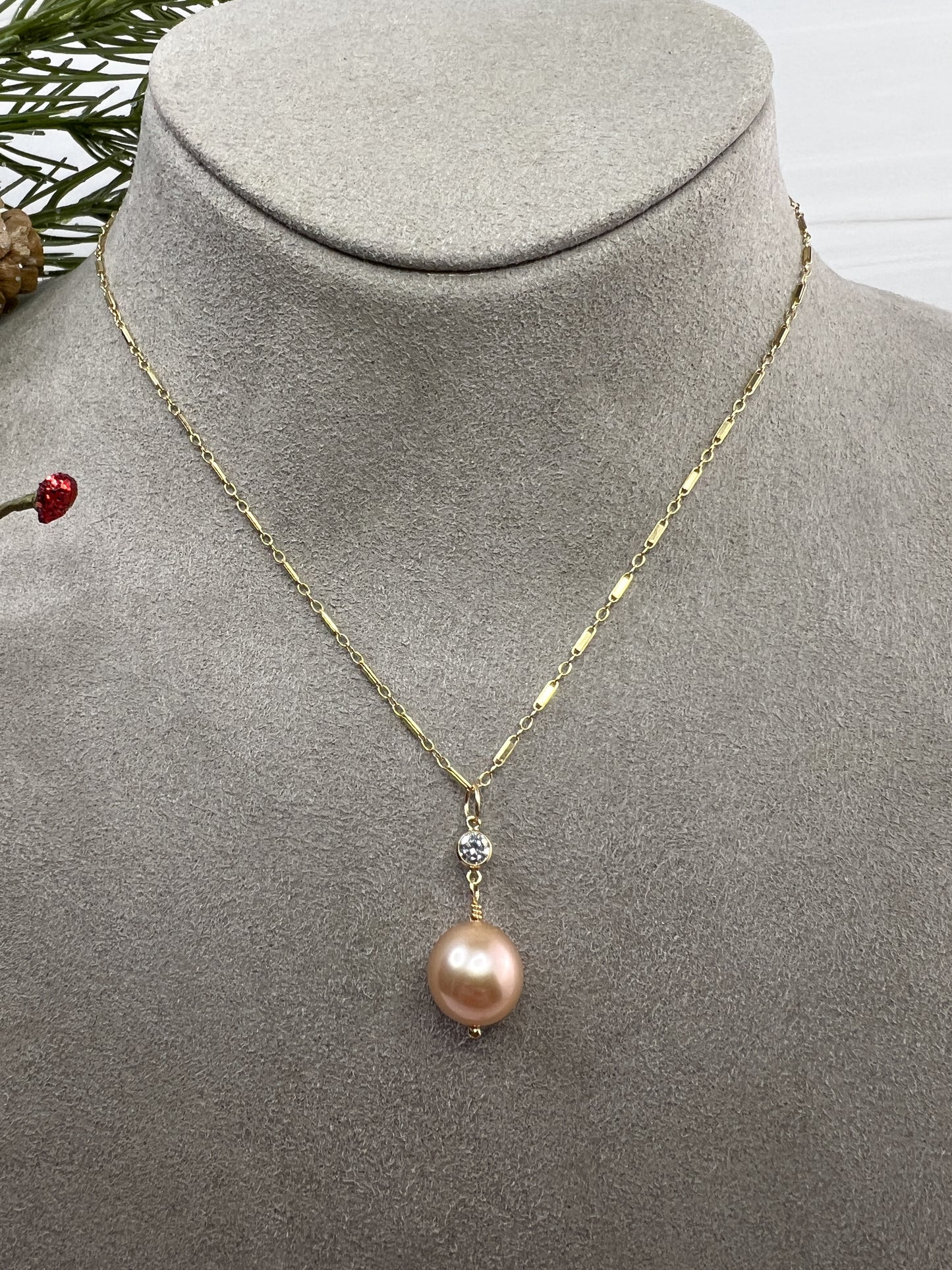Edison Pearl & CZ necklace