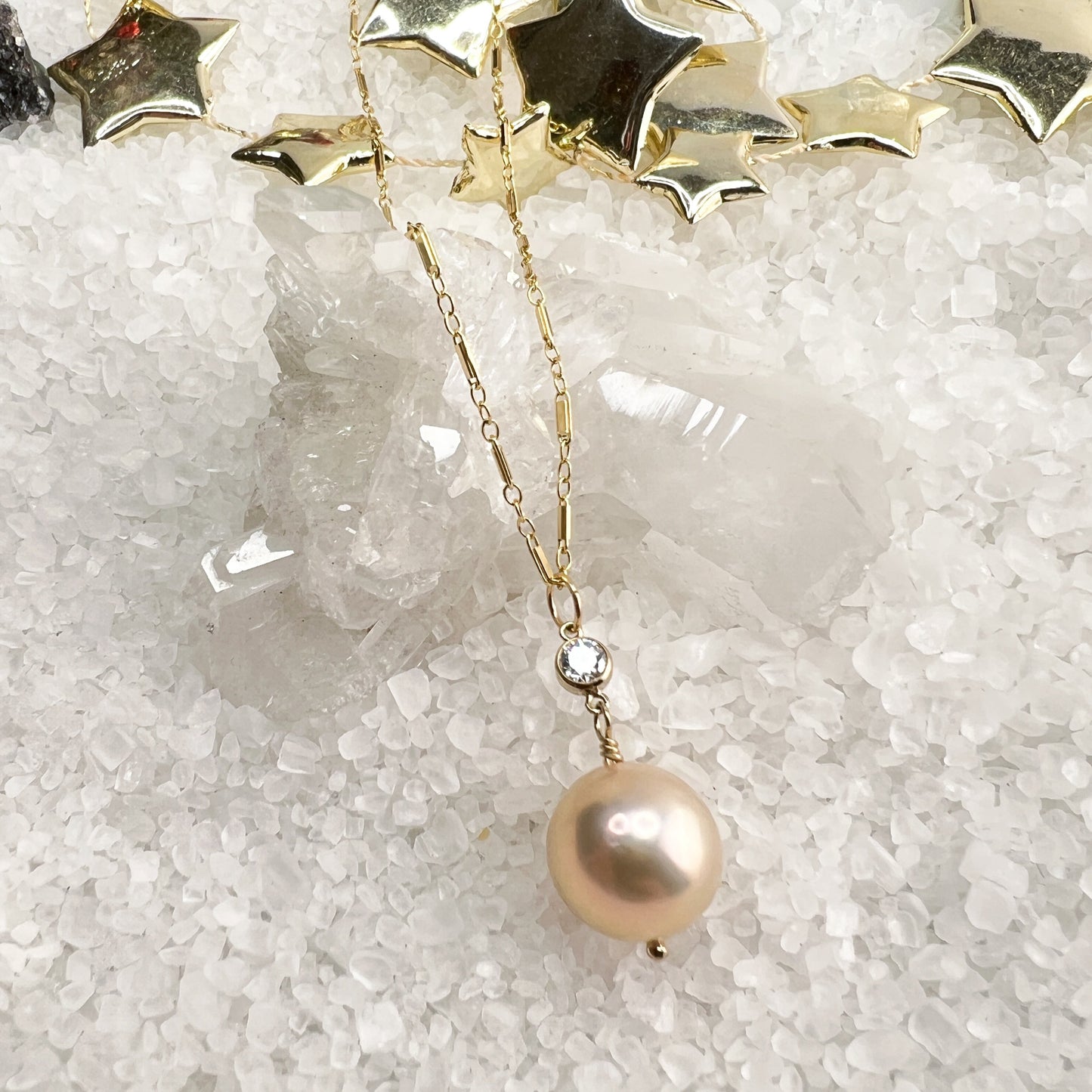 Edison Pearl & CZ necklace