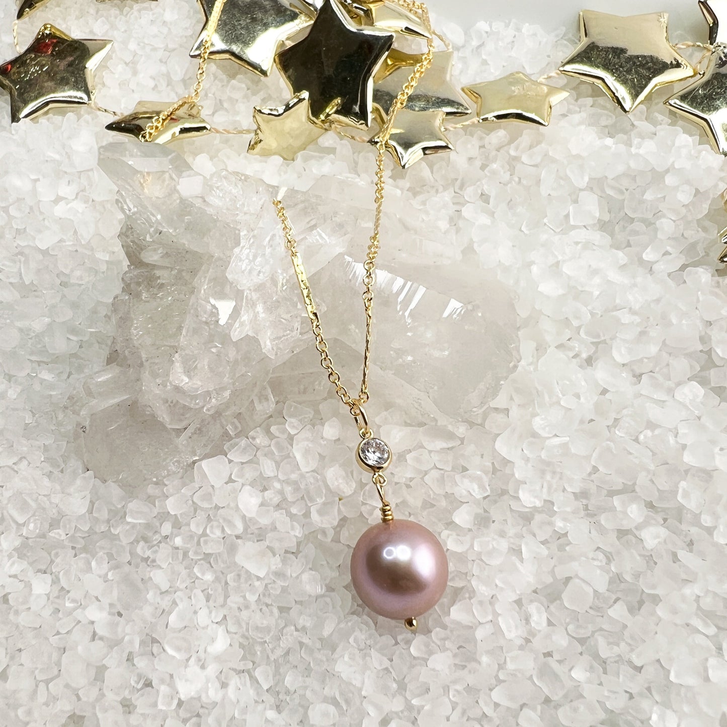 Edison Pearl & CZ necklace