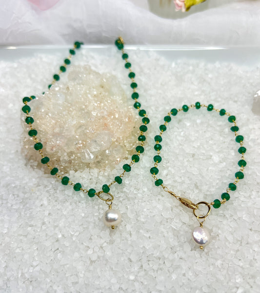 Green Onyx necklace & bracelet