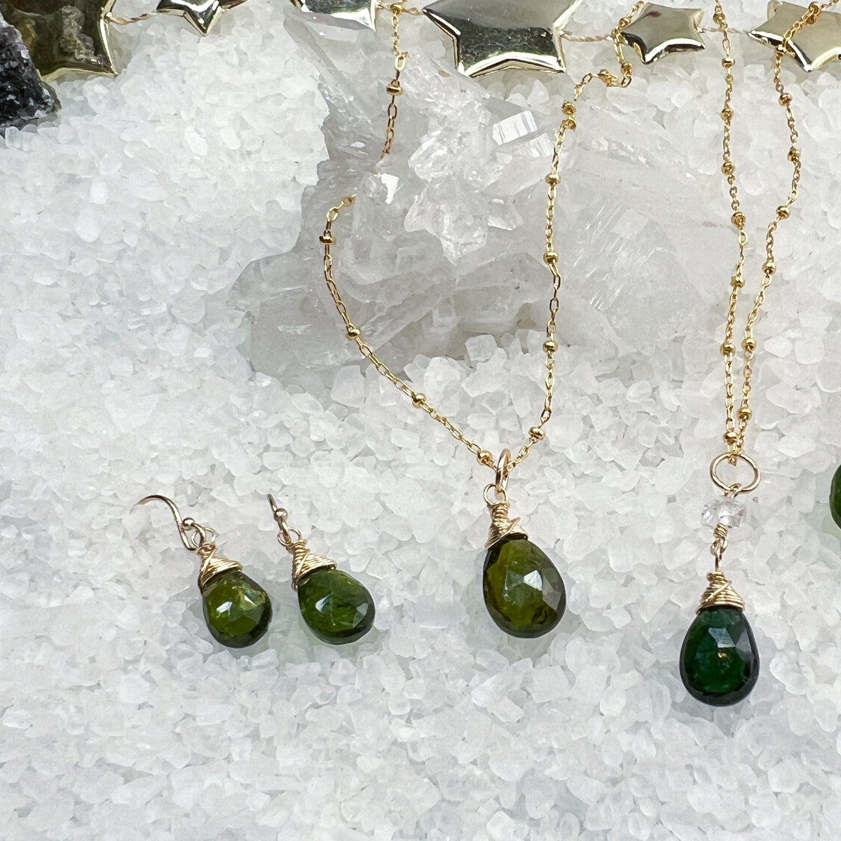 Green Tourmaline Necklace & Earrings
