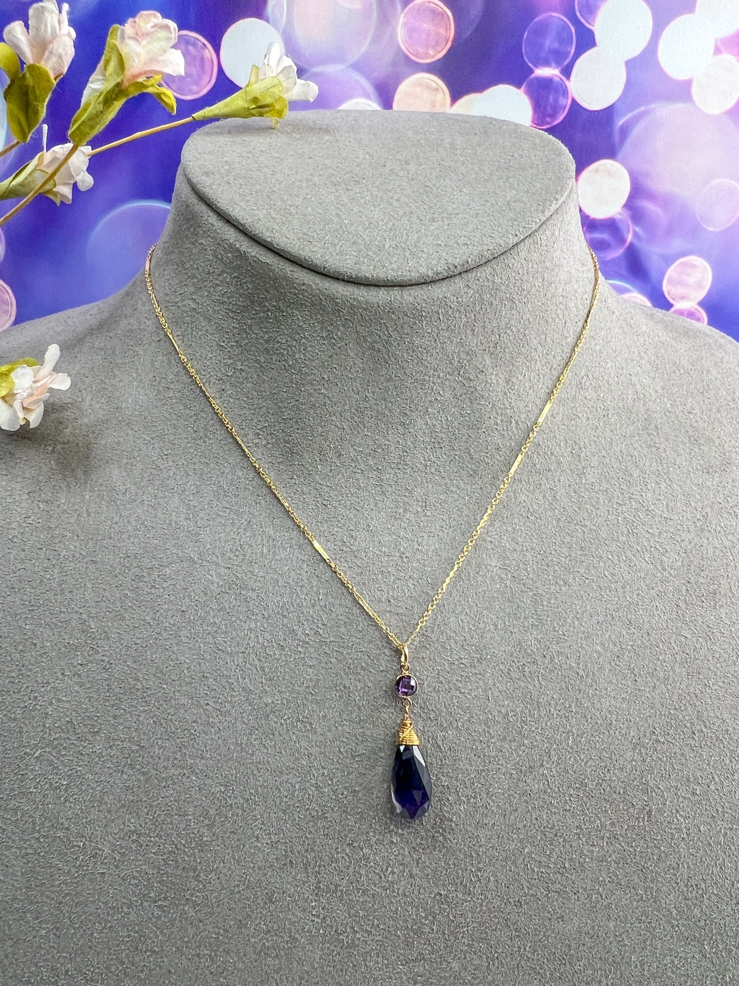 Iolite & CZ Necklace