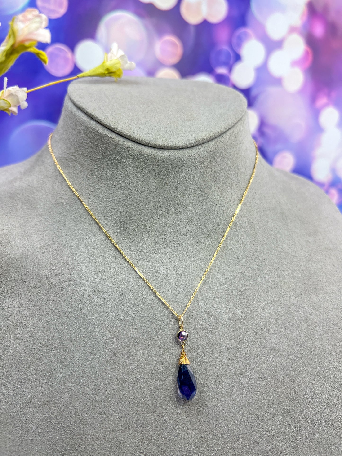 Iolite & CZ Necklace