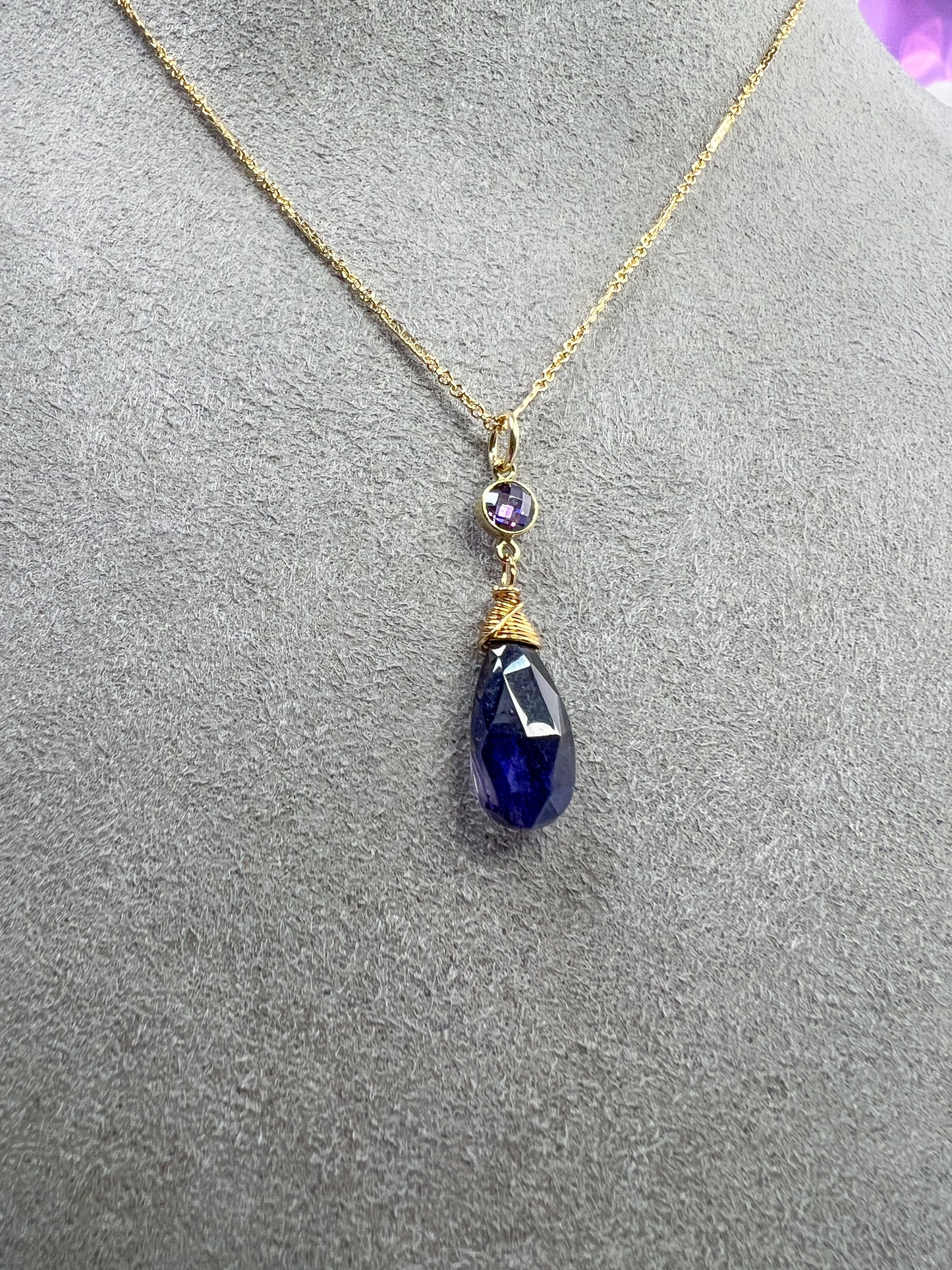 Iolite & CZ Necklace