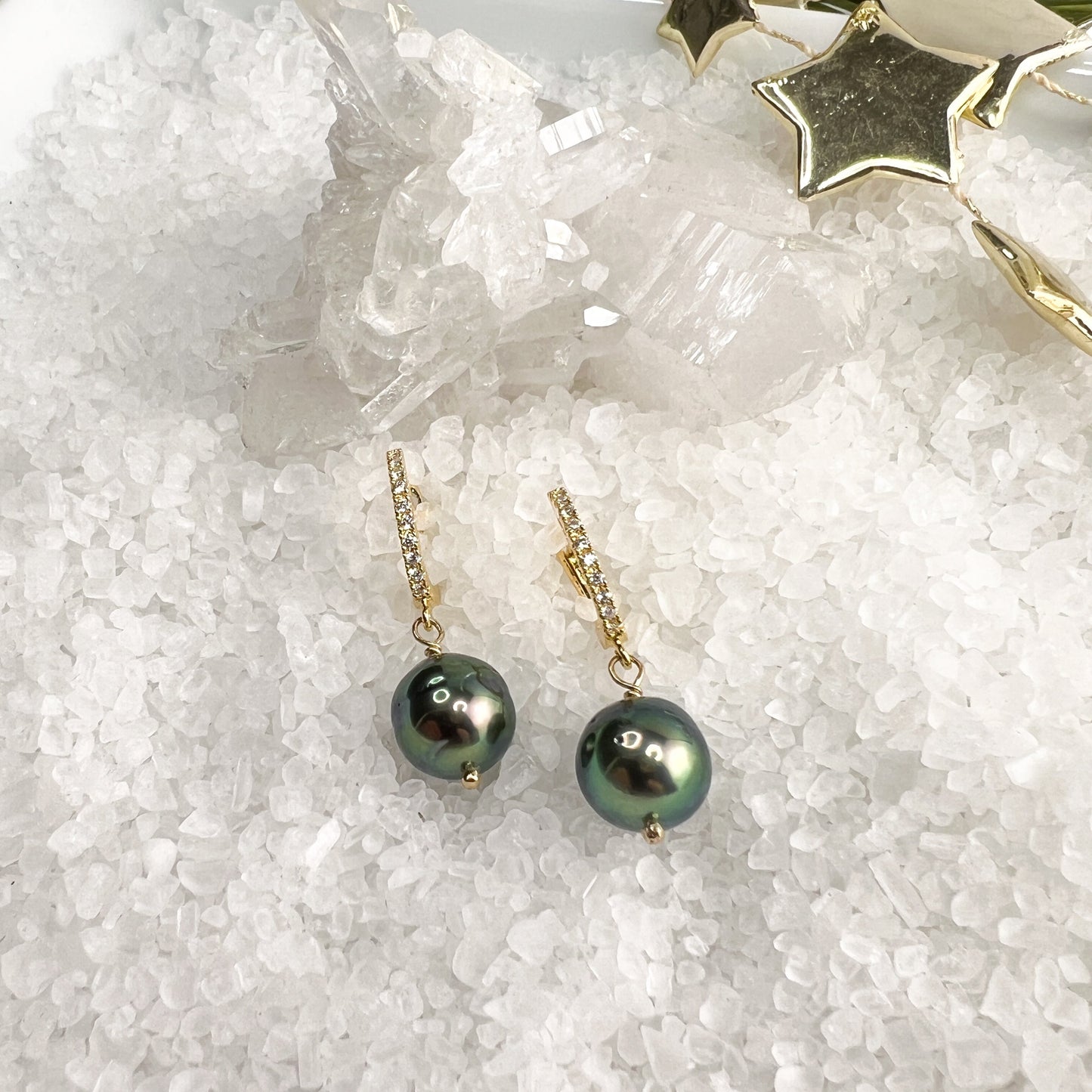 Tahitian Pearl CZ Hoops