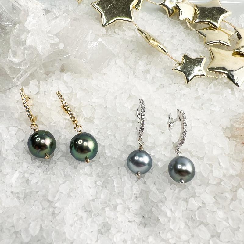 Tahitian Pearl CZ Hoops