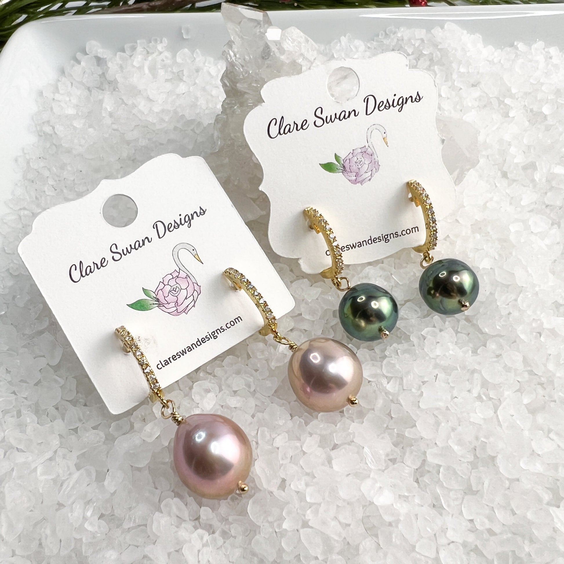 Edison Pearl CZ Hoops