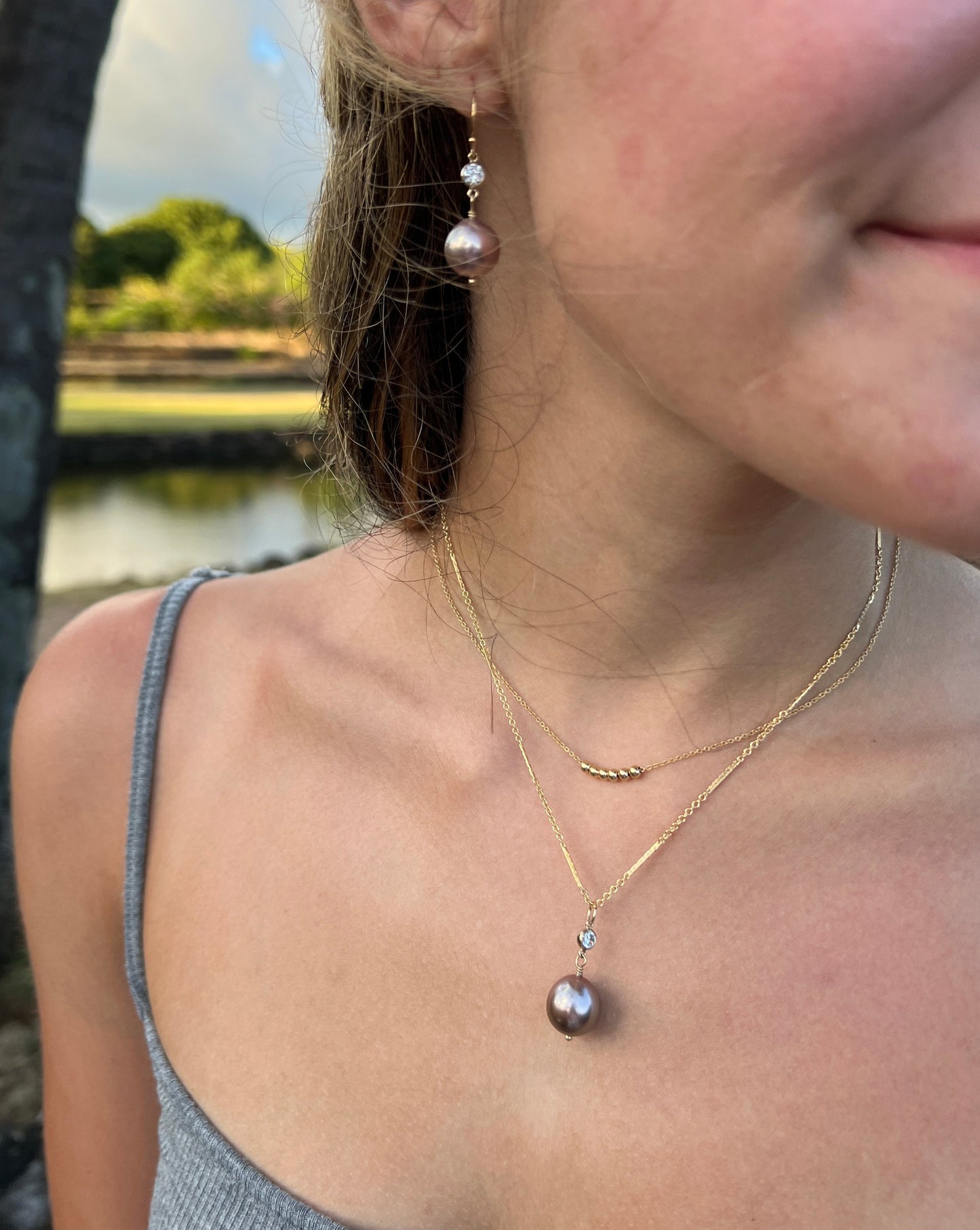 Edison Pearl CZ Necklace