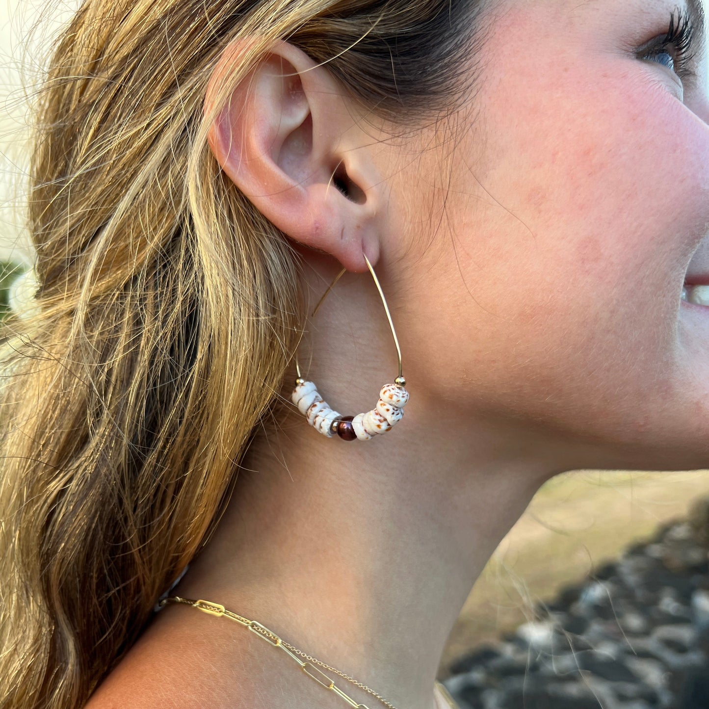 Tiger Puka Shell Hoops