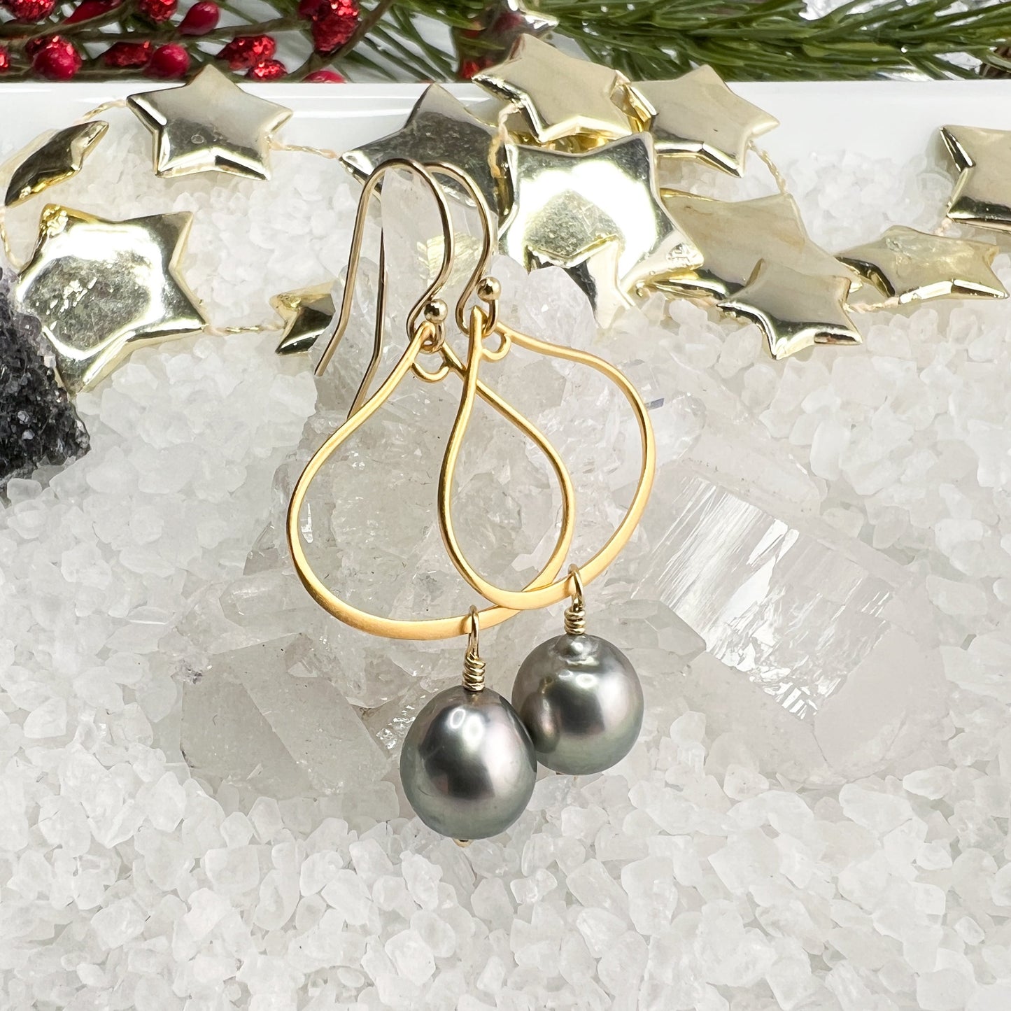 Tahitian Pearl Teardrop Hoops