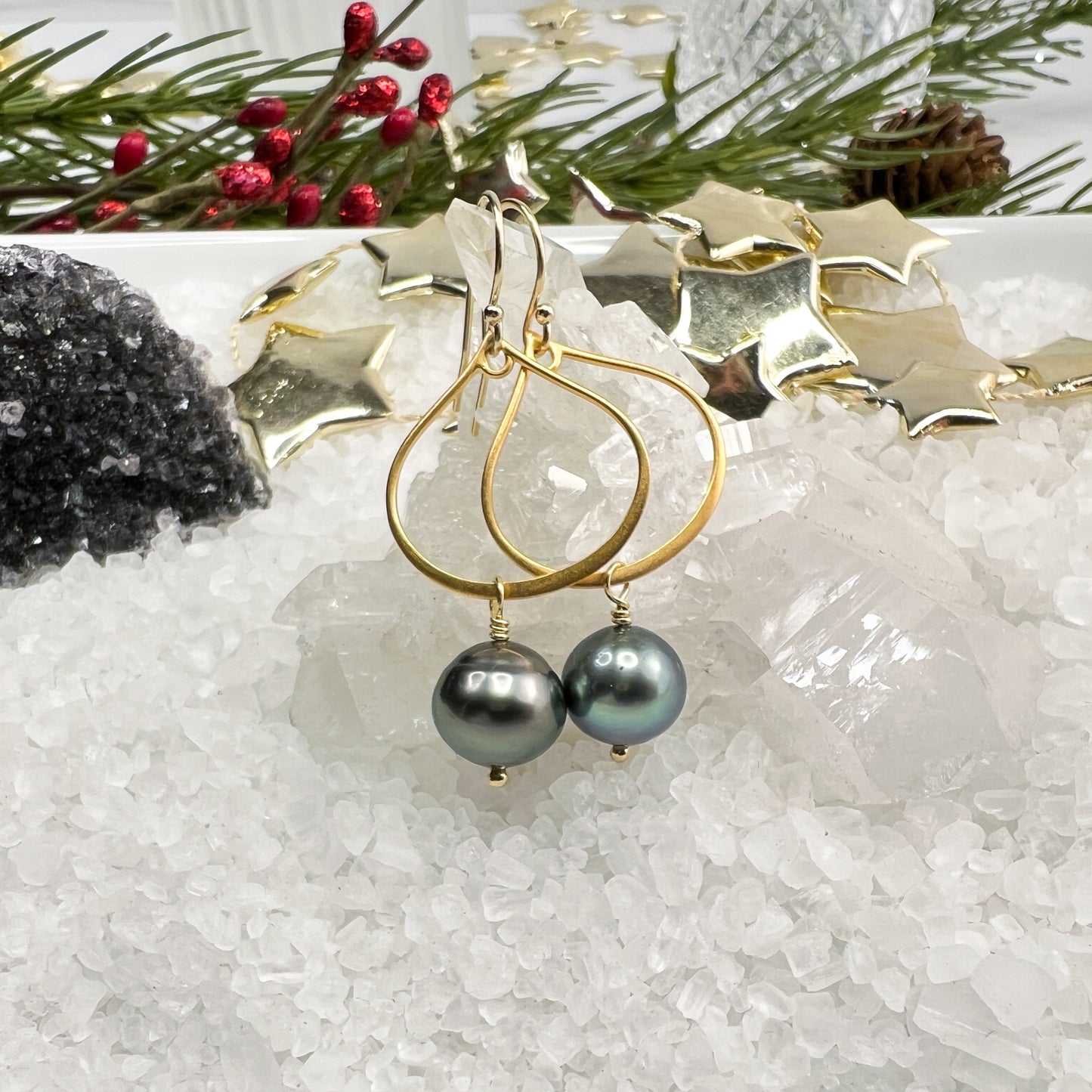 Tahitian Pearl Teardrop Hoops
