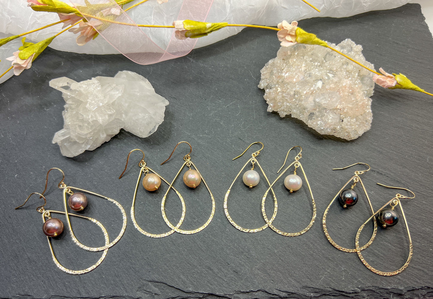 Pearl Teardrop Hoops